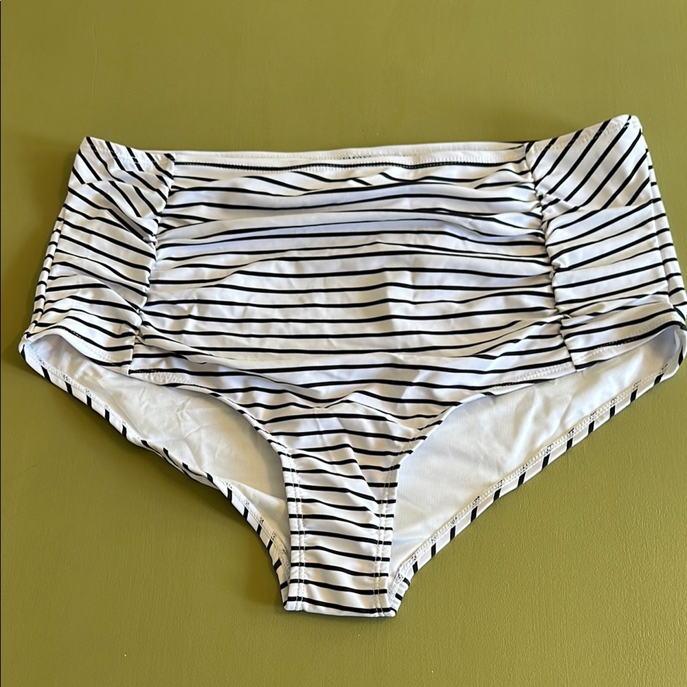 Meet Curve Striped High-Waisted Bikini Bottom